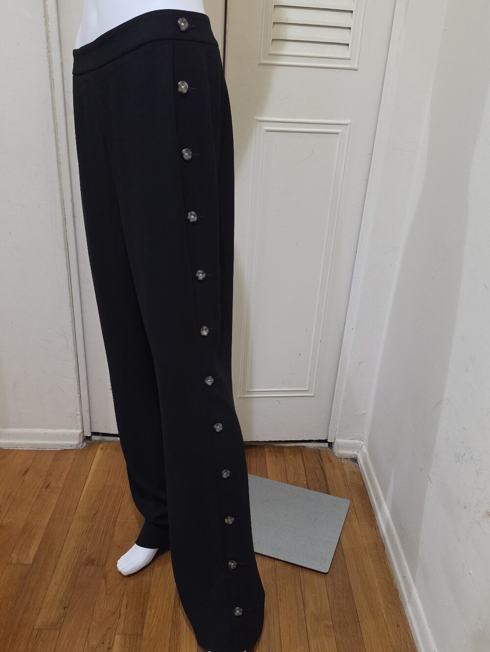 Express Black Wide-Leg Pants with Side Button Detail Super High Rise Size 10R